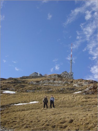 markus & dani, waiting to hike up to the top of the hoher kasten