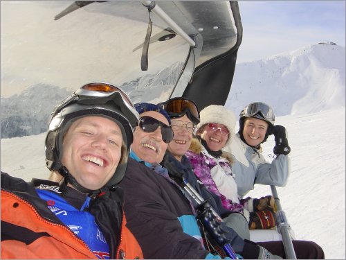 enjoying the sun and fast transport in serfaus