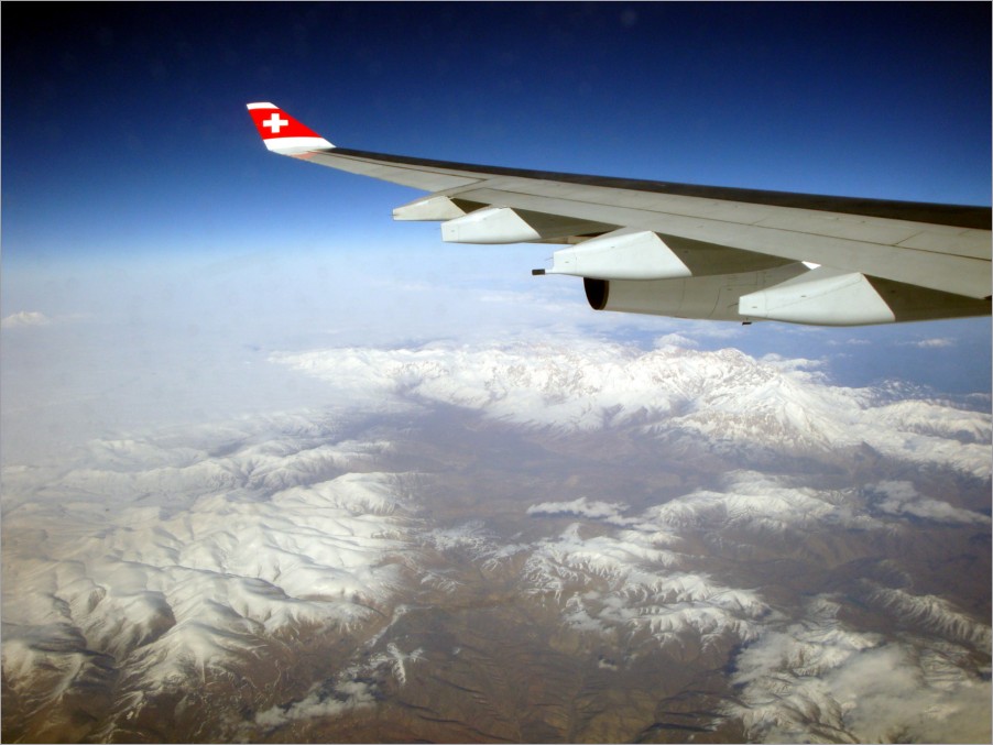 down below the snow-capped mountains (probably in turkey)