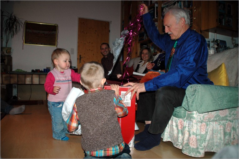 grandad unpacking his present